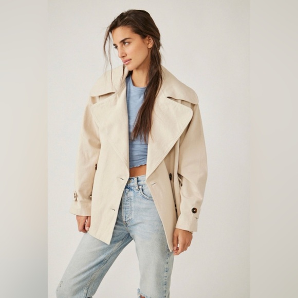 Free People Jackets & Blazers - Free People Cream Pea Coat